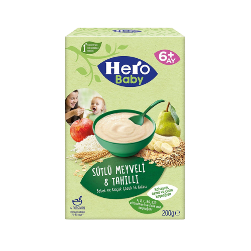 Hero  Baby Sütlü Meyveli 8 Tahıllı Kaşık Maması 200 gr