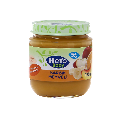 5+ ay hero baby karışık meyveli  bebek ve küçük çocuk ek gıdası 125 gr